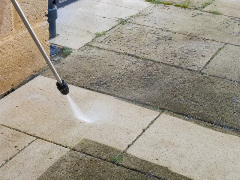 Cleaning limestone paving