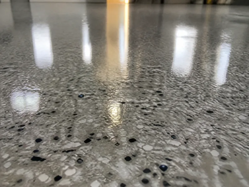A freshly sealed glossy floor